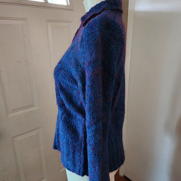 Womens Pow Wow Sweater Size Large L Full Front Zip Blue Bell Long Sleeve Unique - Picture 4 of 12